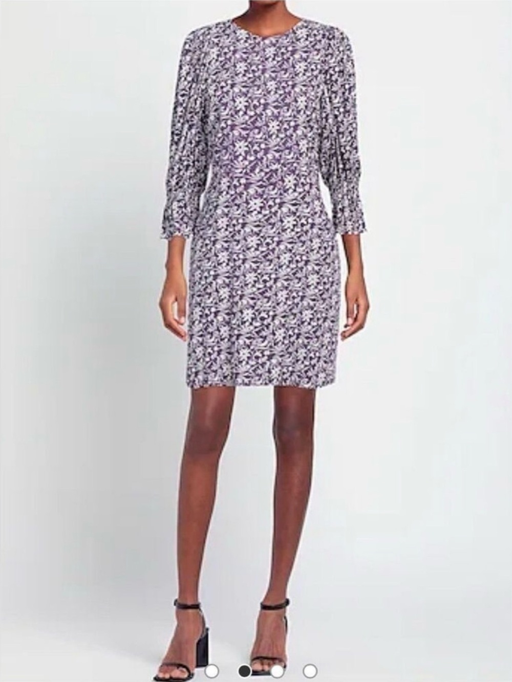 MAJE purple linen mini dress Small Cutout Small folk floral Quiet Luxury